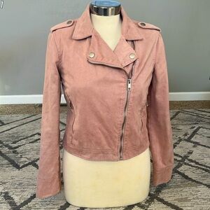🩷Dusty Pink faux suede leather motorcycle 🏍️ jacket medium